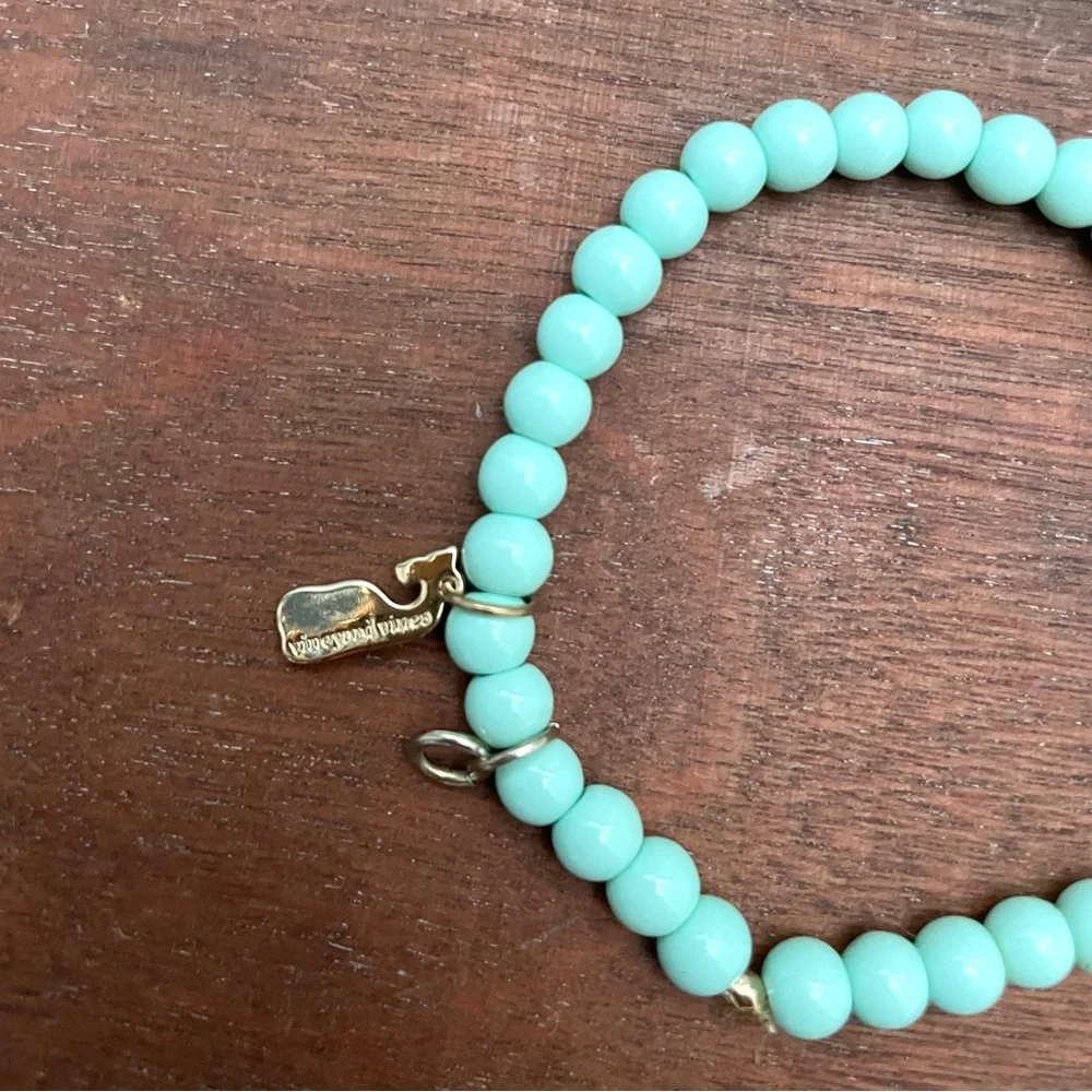 Vineyard Vines Seafoam Beaded Bracelet with Whale Charm